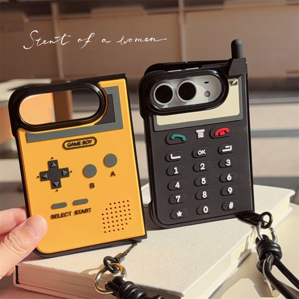 Cute Cartoon Wrist Strap Silicone Case - 韓国風のシンプルなデザインで、手首にストラップが付いたiPhone用スマホケース。落下防止機能付きの保護カバー。3Dデザインで、かわいらしい新しいスマホケース。