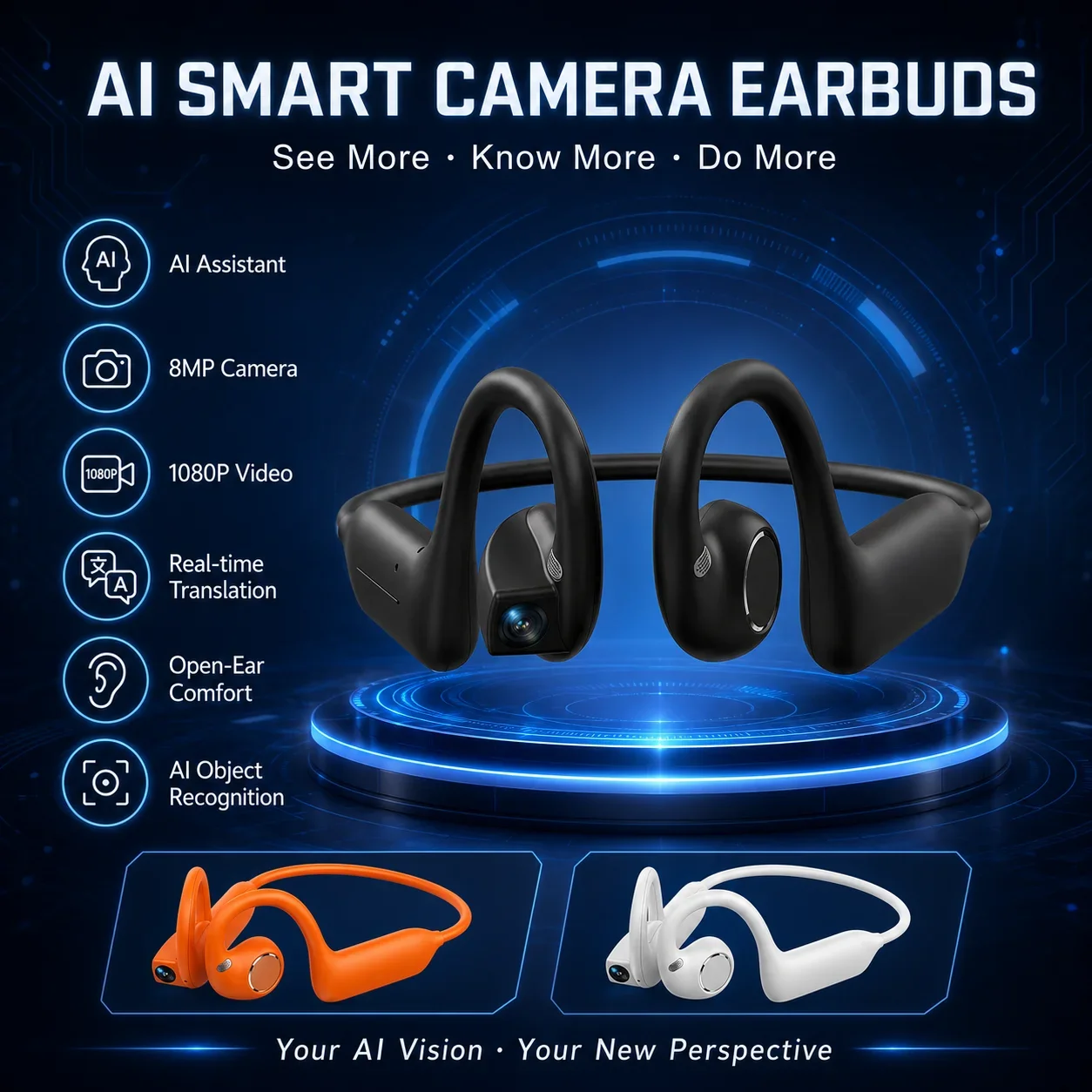 AI搭載スマートカメラ、Bluetooth翻訳イヤホン、8M - Earphones のレビューと価格