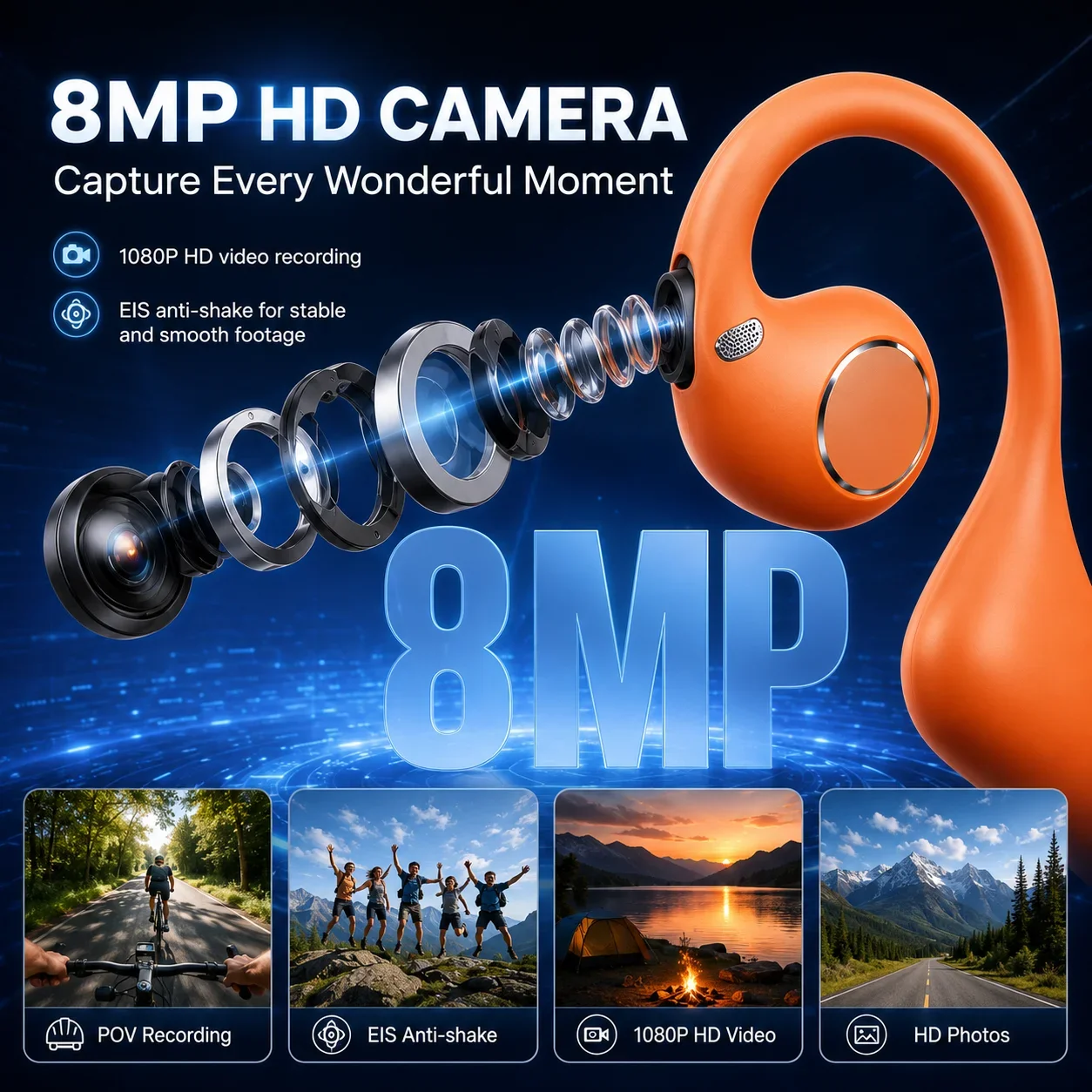AI搭載スマートカメラ、Bluetooth翻訳イヤホン、8M - Earphones のレビューと価格
